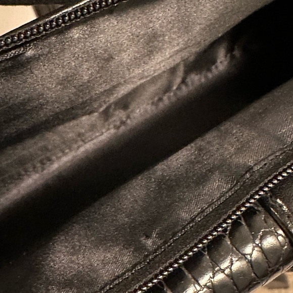 Brighton ❤️ Genuine Leather Crossbody Wallet Black Croc Gold/Silver Heart Charm - Picture 6 of 8